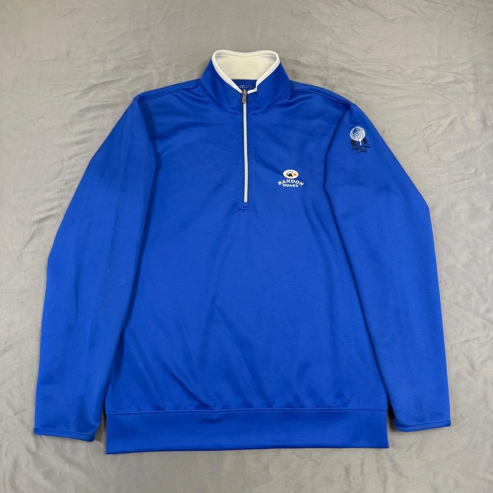 Antigua Bandon Dunes Golf Mens Large Royal Blue Quarter Zip Pullover Sweatshirt